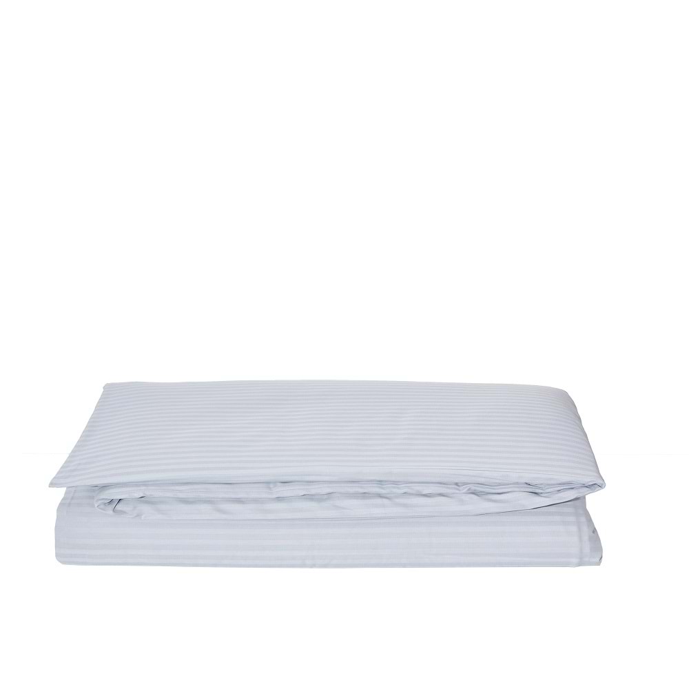 Komfort Home Tek Kişilik Çizgili Pamuk Saten Nevresim / Açık Gri
