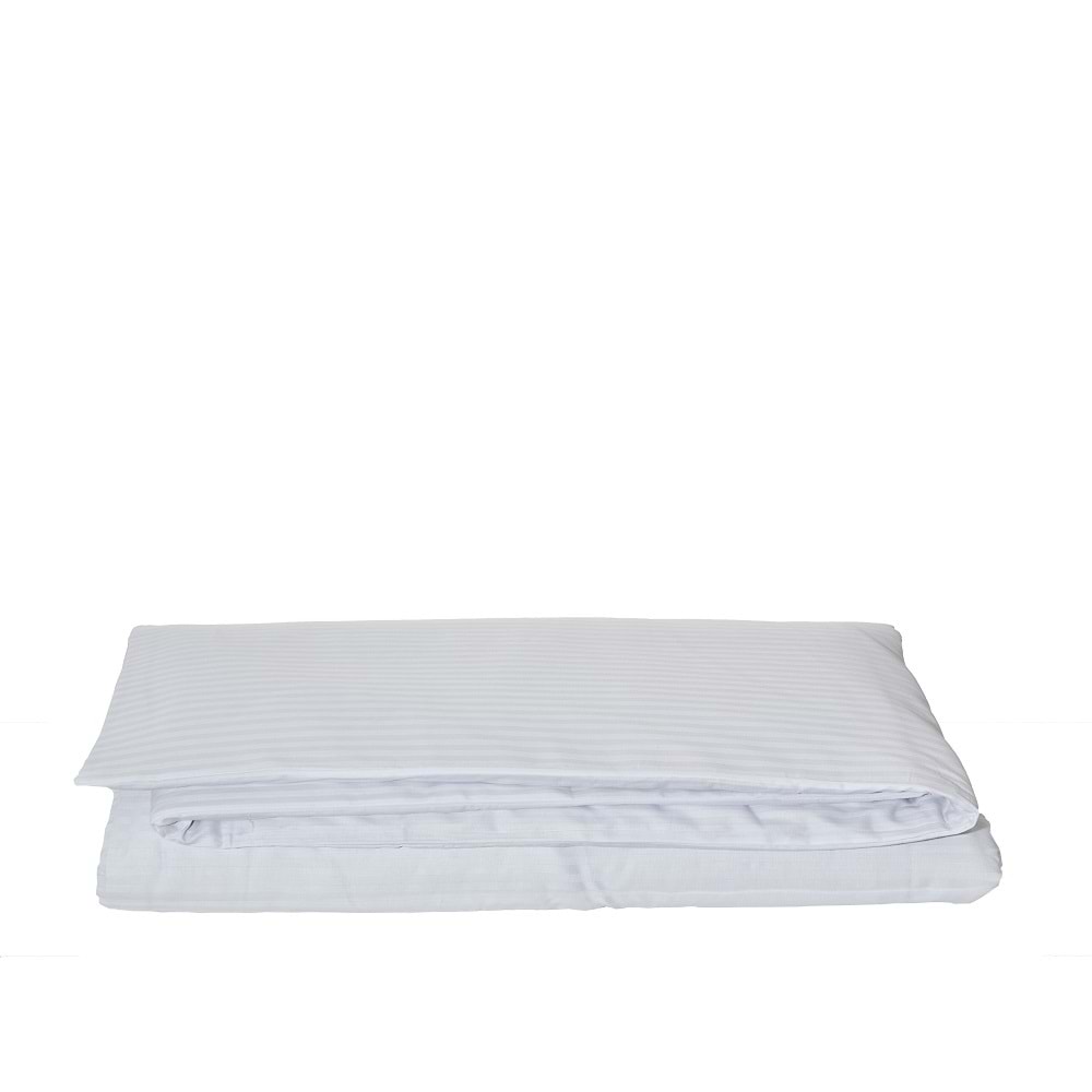 Komfort Home Tek Kişilik Çizgili Pamuk Saten Nevresim / Beyaz