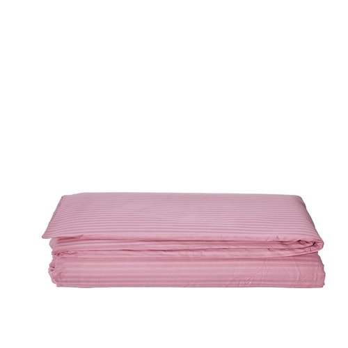 Komfort Home Tek Kişilik Çizgili Pamuk Saten Nevresim / Pudra