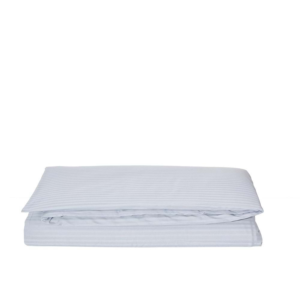 Komfort Home Çift Kişilik Çizgili Pamuk Saten Nevresim / Açık Gri