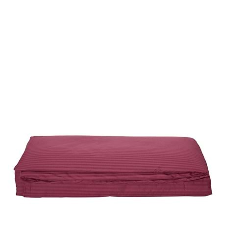 Komfort Home Çift Kişilik Çizgili Pamuk Saten Nevresim / Bordo