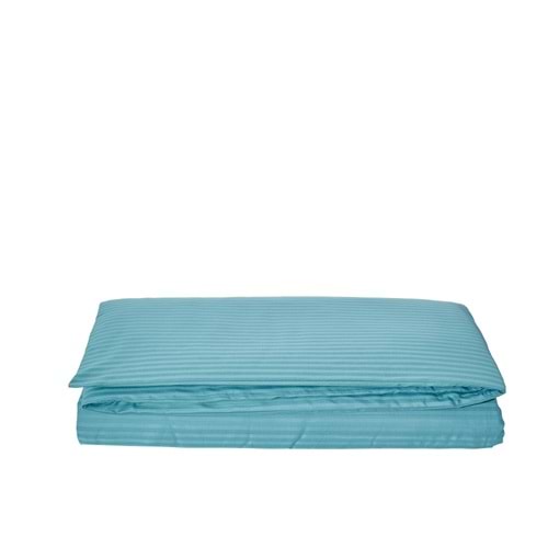 Komfort Home Çift Kişilik Çizgili Pamuk Saten Nevresim / Petrol Yeşili