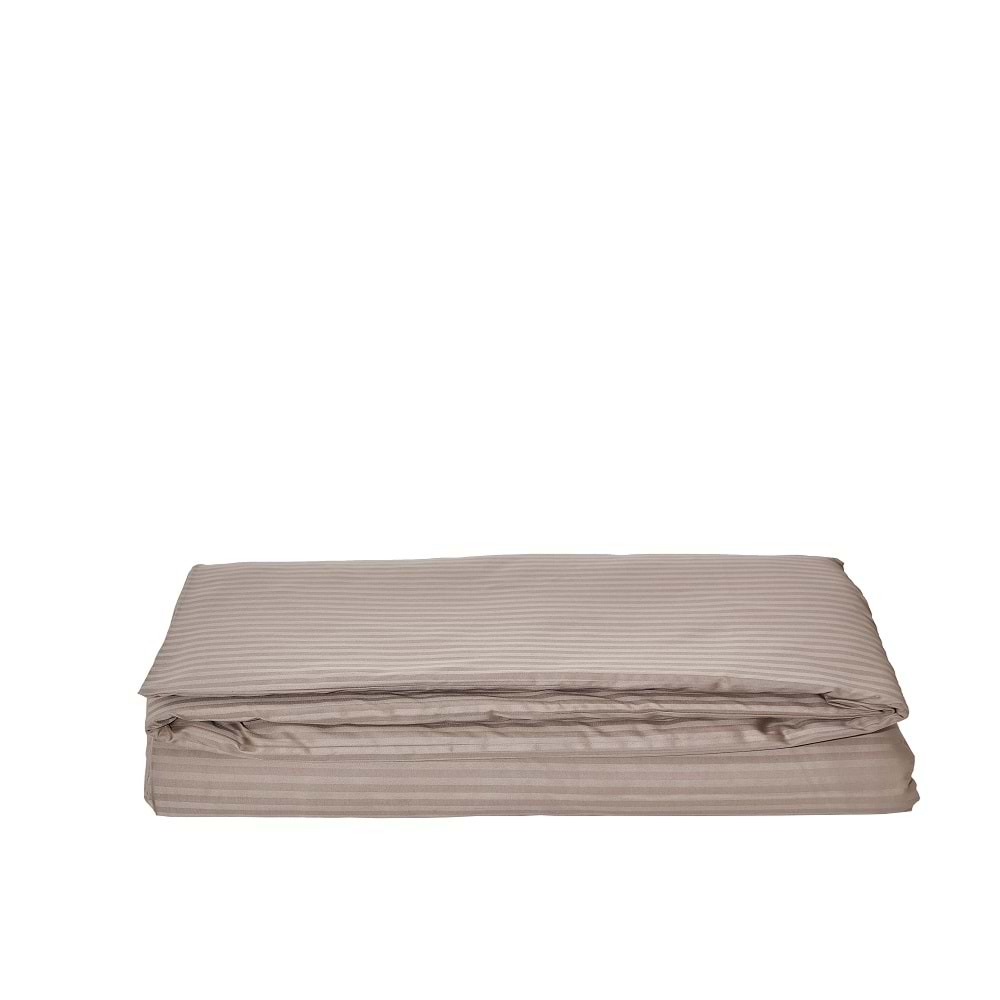 Komfort Home Çift Kişilik Çizgili Pamuk Saten Nevresim / Sütlü Kahve