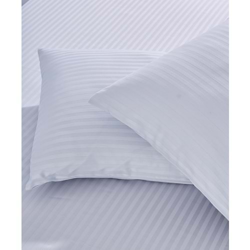 Komfort Home Çizgili Pamuk Saten Yastık Kılıfı / Açık Gri (2 Adet)