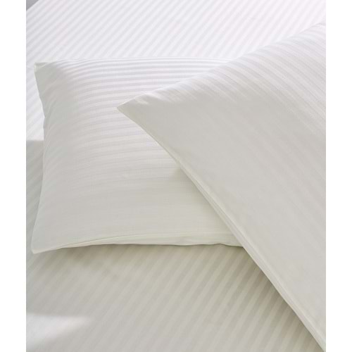 Komfort Home Çizgili Pamuk Saten Yastık Kılıfı / Krem (2 Adet)
