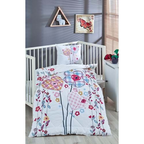 Komfort Home Baskılı %100 Pamuklu Silikon Elyaf Bebek Yorganı+Yastık
