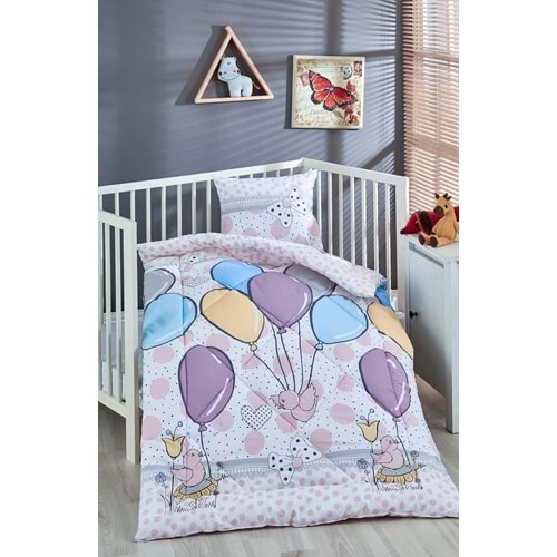 Komfort Home Baskılı %100 Pamuklu Silikon Elyaf Bebek Yorganı+Yastık