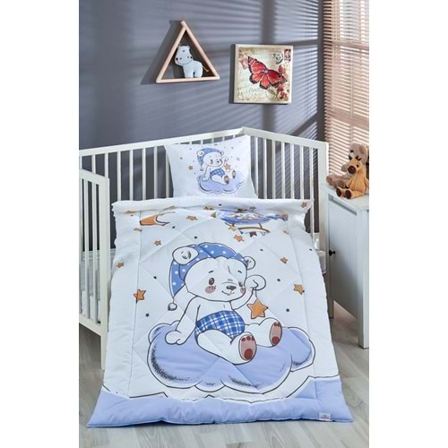 Komfort Home Baskılı %100 Pamuklu Silikon Elyaf Bebek Yorganı+Yastık