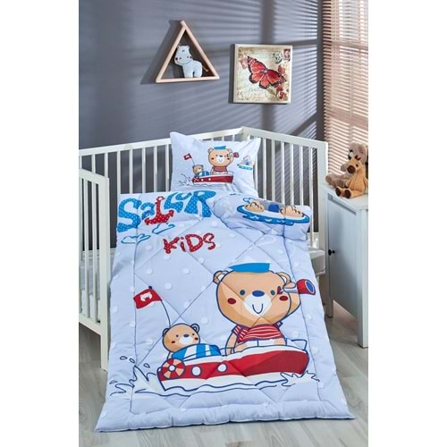 Komfort Home Baskılı %100 Pamuklu Silikon Elyaf Bebek Yorganı+Yastık