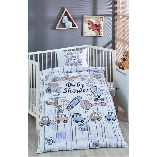Komfort Home Baskılı %100 Pamuklu Silikon Elyaf Bebek Yorganı+Yastık