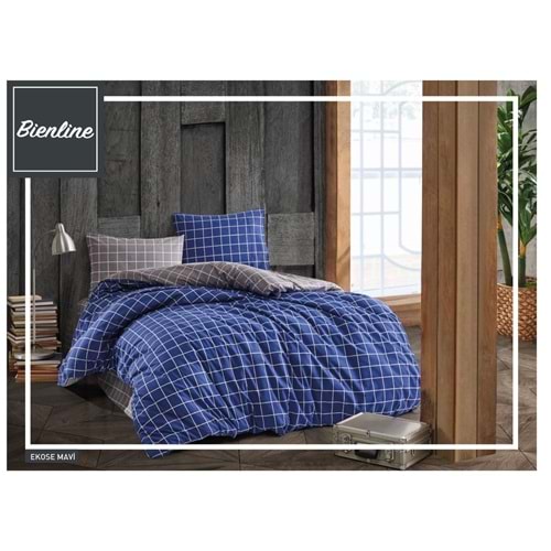 Komfort Home Tek Kişilik Ranforce Nevresim Takımı / Ekose Mavi