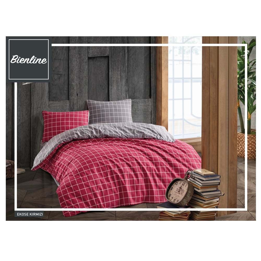Komfort Home Çift Kişilik Ranforce Nevresim Takımı / Ekose Kırmızı