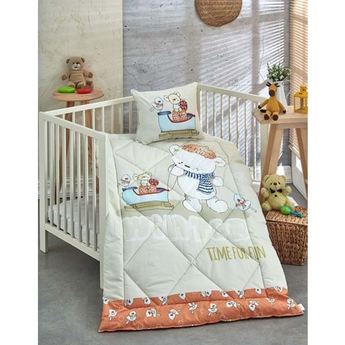 Komfort Home Baskılı %100 Pamuklu Silikon Elyaf Bebek Yorganı+Yastık
