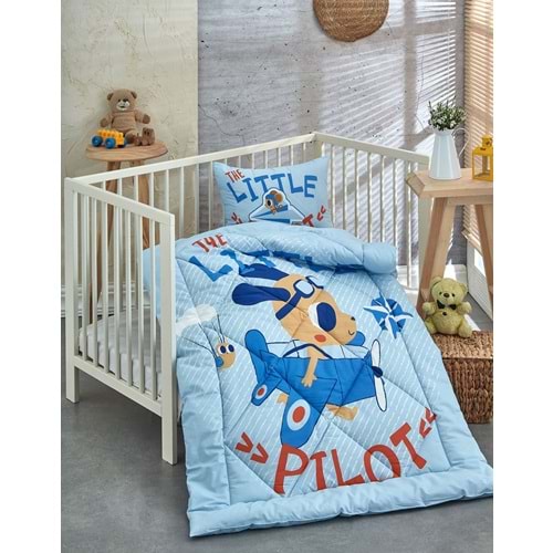 Komfort Home Baskılı %100 Pamuklu Silikon Elyaf Bebek Yorganı+Yastık