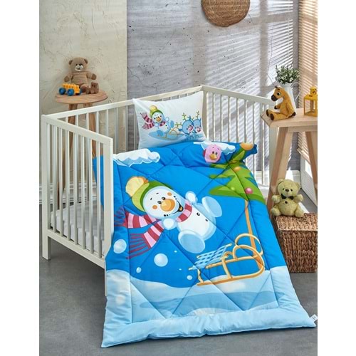 Komfort Home Baskılı %100 Pamuklu Silikon Elyaf Bebek Yorganı+Yastık