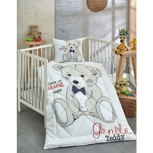 Komfort Home Baskılı %100 Pamuklu Silikon Elyaf Bebek Yorganı+Yastık