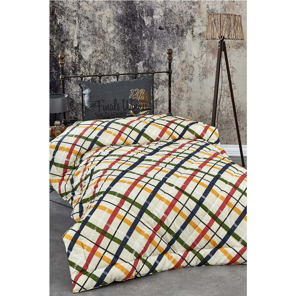 Komfort Home Tek Kişilik Baskılı Pamuklu Silikon Yorgan + Yastık / P20