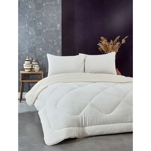 Komfort Home Battal Boy Welsoft Yorgan Çift Taraflı / Krem 215x235 cm