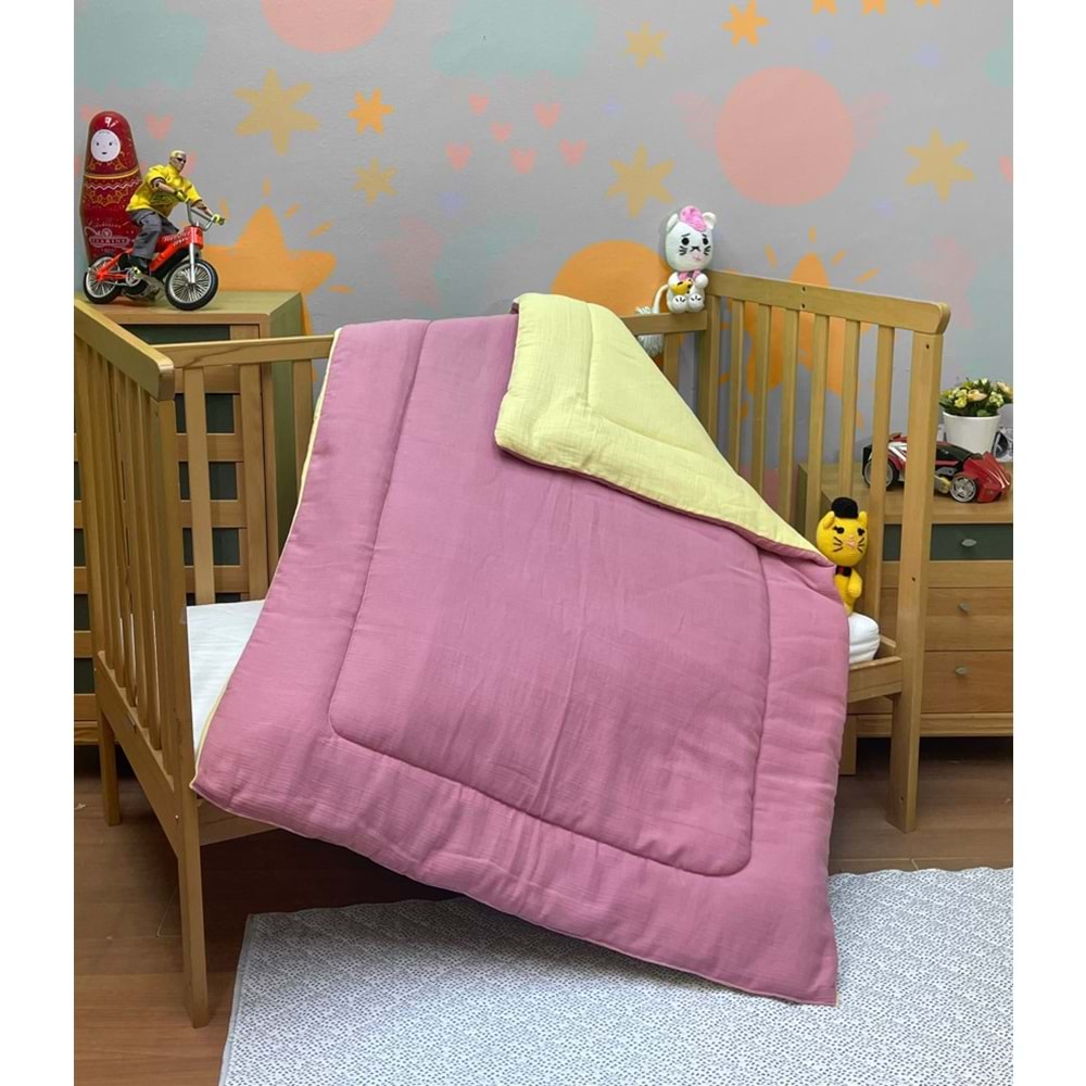 Komfort Home Müslin %100 Organik Pamuk Yumuşak Çift Taraflı Bebek Yorganı - Pembe