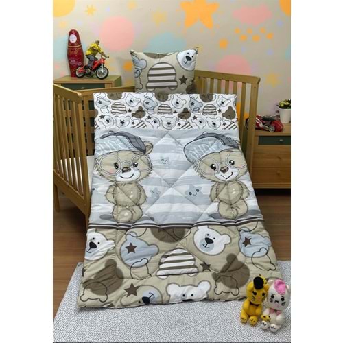 Komfort Home Baskılı %100 Pamuklu Silikon Elyaf Bebek Yorganı+Yastık