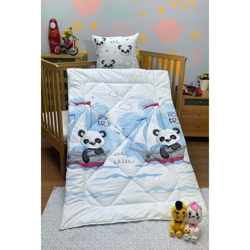 Komfort Home Baskılı %100 Pamuklu Silikon Elyaf Bebek Yorganı+Yastık